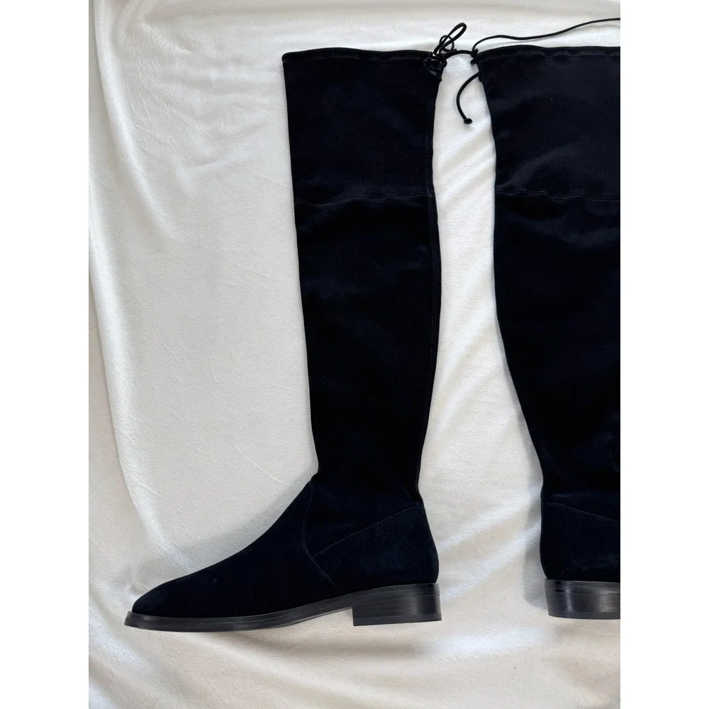 Stuart Weitzman Lowland Stretch Suede Over-the-Knee Boots Black 8.5 M $950 Nw/oB
